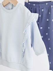 Blue Flower Cosy Baby Sweatshirt And Leggings 2 Piece Set - Image 5 of 8