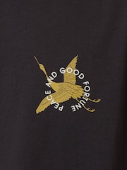 Threadbare Dark Grey Relaxed Fit Pizza Peached Cotton T-Shirt - Image 4 of 4