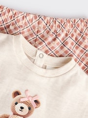Cream/Check Baby 100% Cotton Sweatshirt And Leggings Set - Image 10 of 13