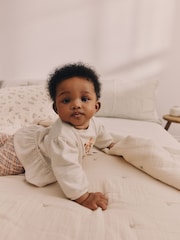 Cream/Check Baby 100% Cotton Sweatshirt And Leggings Set - Image 3 of 13