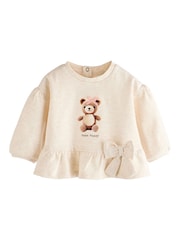 Cream/Check Baby 100% Cotton Sweatshirt And Leggings Set - Image 5 of 13
