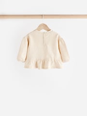 Cream/Check Baby 100% Cotton Sweatshirt And Leggings Set - Image 6 of 13
