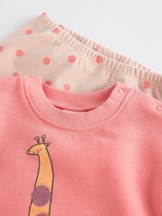 Coral Pink Giraffe Baby Sweat Top And Leggings Set - Image 11 of 15