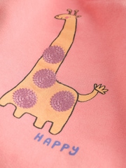 Coral Pink Giraffe Baby Sweat Top And Leggings Set - Image 15 of 15