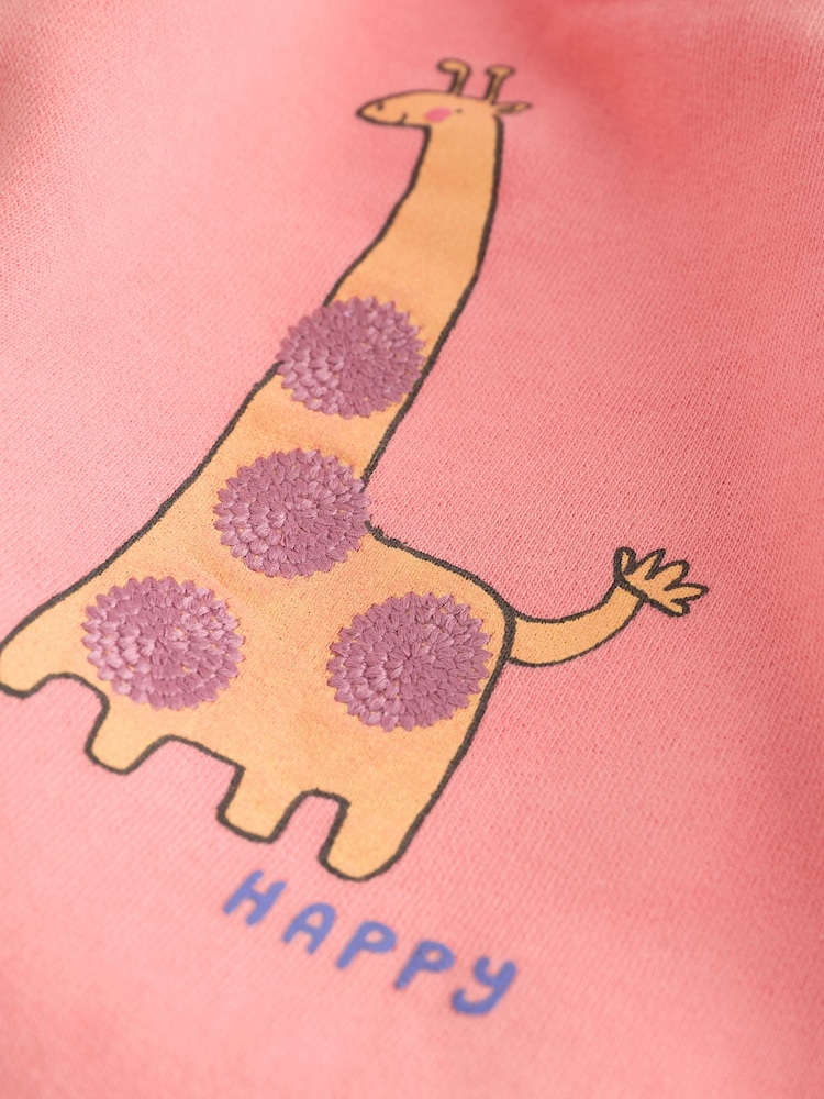 Coral Pink Giraffe Baby Sweat Top And Leggings Set - Image 15 of 15
