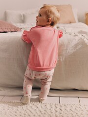 Coral Pink Giraffe Baby Sweat Top And Leggings Set - Image 4 of 15