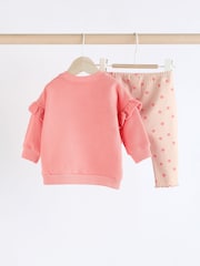 Coral Pink Giraffe Baby Sweat Top And Leggings Set - Image 6 of 15