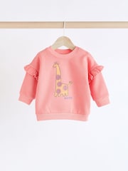 Coral Pink Giraffe Baby Sweat Top And Leggings Set - Image 7 of 15