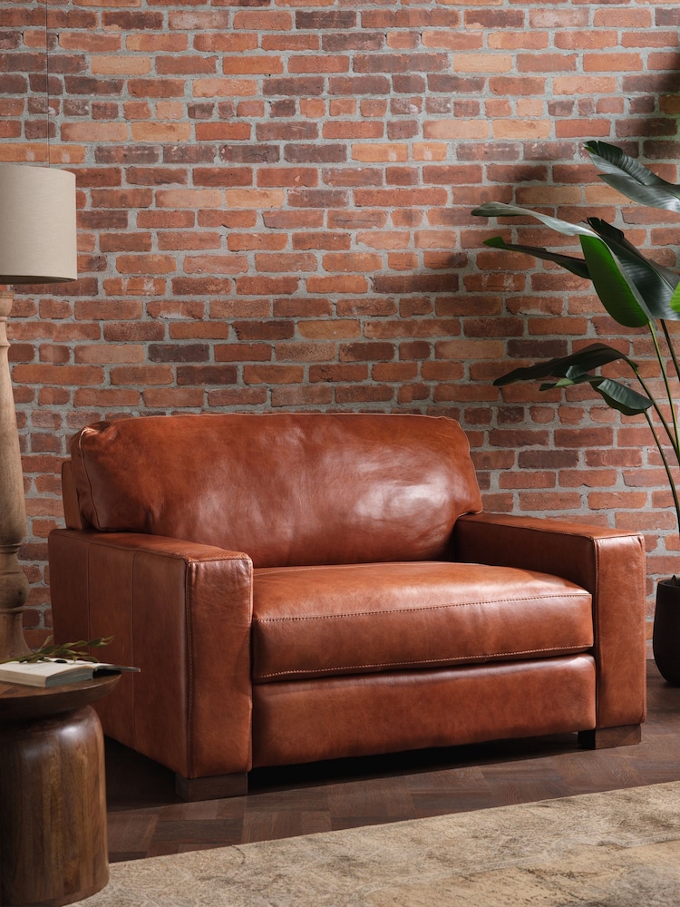 Barker and Stonehouse Rust Brown Lorenza Leather Snuggle Chair - Image 1 of 7