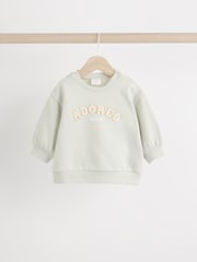 Green/Pink Stripe Baby Sweatshirt And Wide Leg Trousers Set - Image 2 of 10
