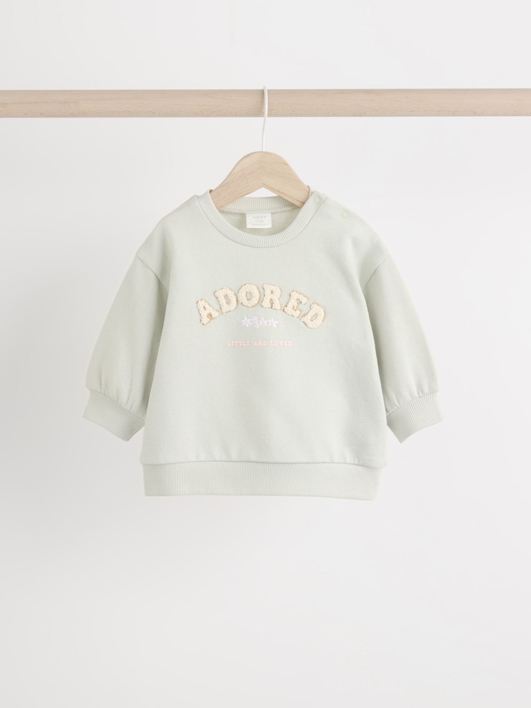 Green/Pink Stripe Baby Sweatshirt And Wide Leg Trousers Set - Image 2 of 10
