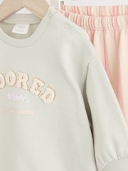 Green/Pink Stripe Baby Sweatshirt And Wide Leg Trousers Set - Image 7 of 10