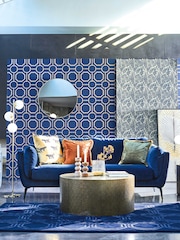 Barker and Stonehouse Navy Blue Boone Velvet 3 Seater Sofa - Image 1 of 6