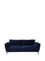 Barker and Stonehouse Navy Blue Boone Velvet 3 Seater Sofa - Image 2 of 6