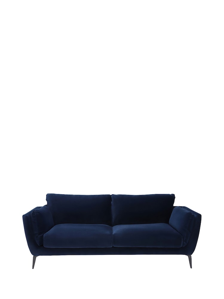 Barker and Stonehouse Navy Blue Boone Velvet 3 Seater Sofa - Image 2 of 6