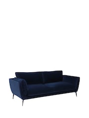 Barker and Stonehouse Navy Blue Boone Velvet 3 Seater Sofa - Image 3 of 6