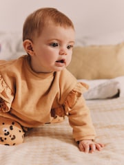 Tan Brown Leopard Print Cosy Baby Sweatshirt And Leggings 2 Piece Set - Image 3 of 12