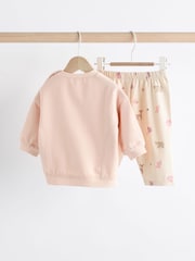 Pink/ Cream Hedgehog Baby Sweatshirt And Wide Leg Trousers Set - Image 2 of 11