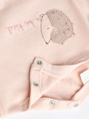 Pink/ Cream Hedgehog Baby Sweatshirt And Wide Leg Trousers Set - Image 7 of 11