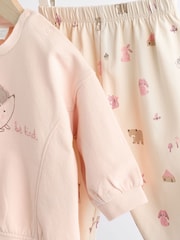 Pink/ Cream Hedgehog Baby Sweatshirt And Wide Leg Trousers Set - Image 8 of 11