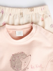 Pink/ Cream Hedgehog Baby Sweatshirt And Wide Leg Trousers Set - Image 9 of 11