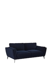 Barker and Stonehouse Navy Blue Boone Velvet 2 Seater Sofa - Image 4 of 6