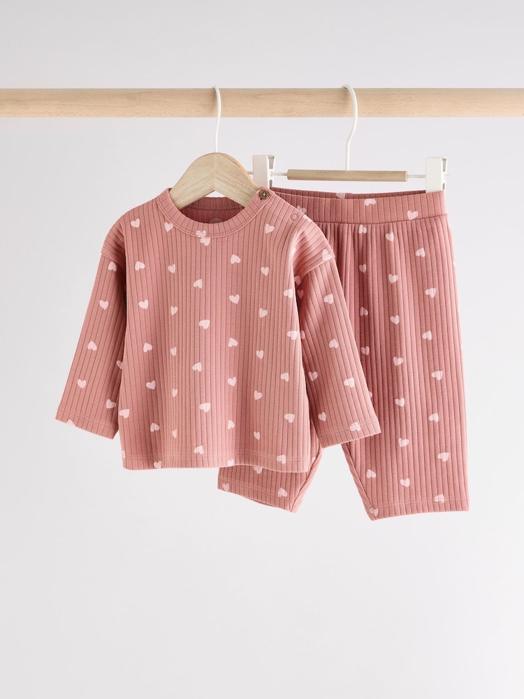 Pink Heart Print Baby Top and Wide Leg Trousers 2 Piece Set (0mths-2yrs) - Image 2 of 12