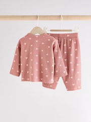 Pink Heart Print Baby Top and Wide Leg Trousers 2 Piece Set (0mths-2yrs) - Image 3 of 12