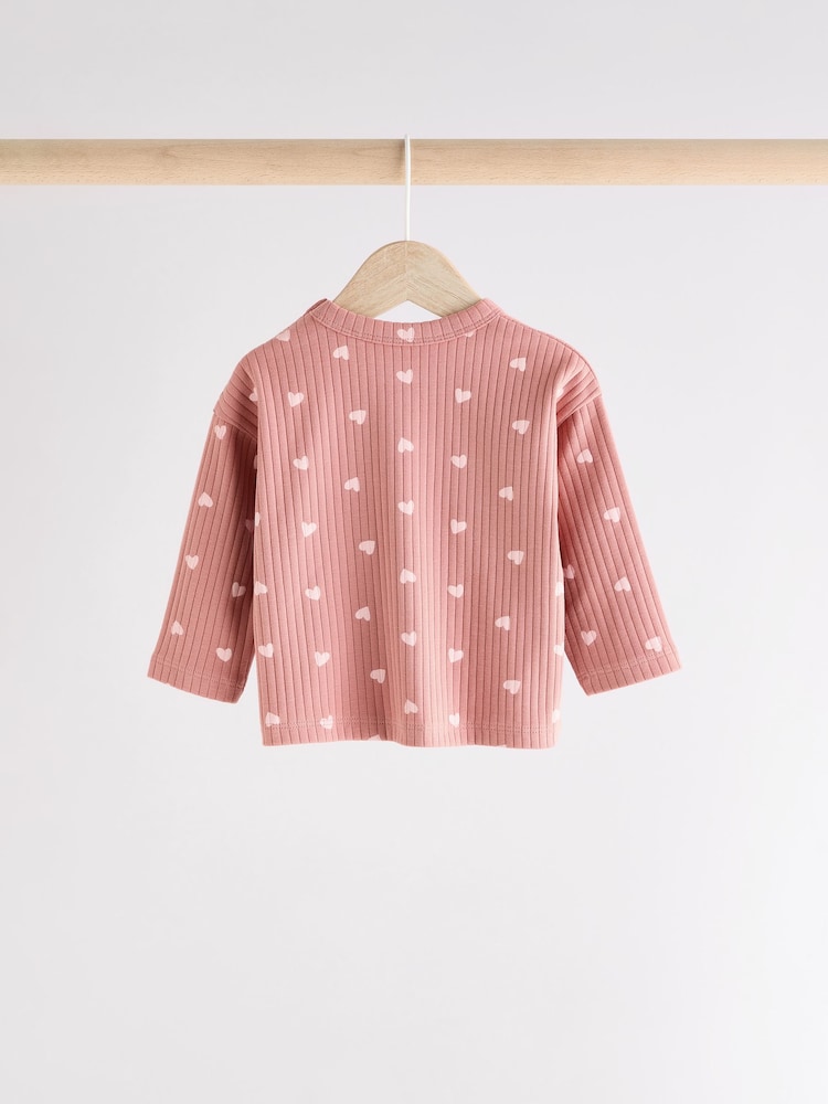 Imprimé cœur rose - Baby Top and Wide Leg Trousers 2 Piece Set - Image 6 of 12