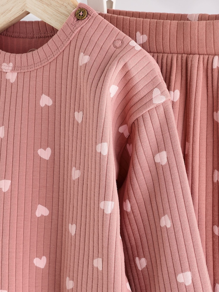 Imprimé cœur rose - Baby Top and Wide Leg Trousers 2 Piece Set - Image 8 of 12