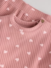 Pink Heart Print Baby Top and Wide Leg Trousers 2 Piece Set (0mths-2yrs) - Image 9 of 12