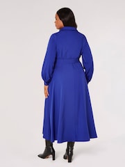 Apricot Blue Button Top Tie Waist Midi Dress - Image 2 of 4
