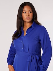 Apricot Blue Button Top Tie Waist Midi Dress - Image 4 of 4
