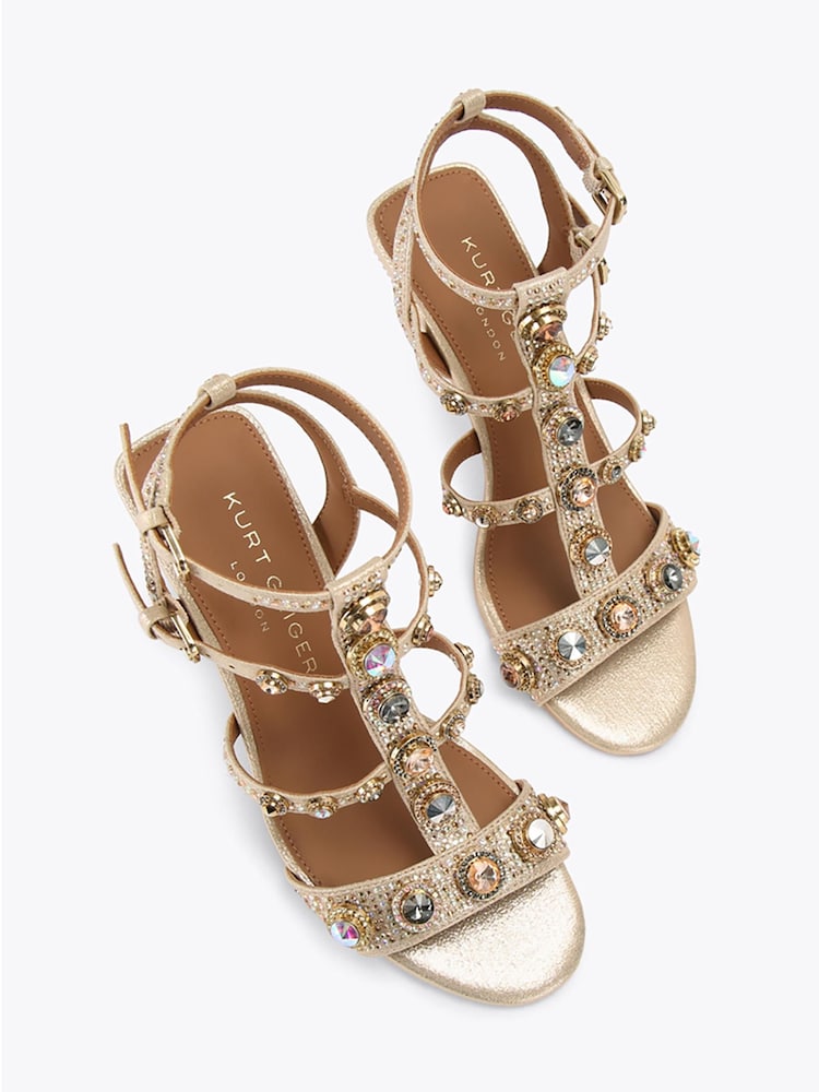 Kurt Geiger London Gold Octavia Gladiator Sandals - Image 2 of 4 Kurt Geiger London Gold Octavia Gladiator Sandals - Image 2 of 4