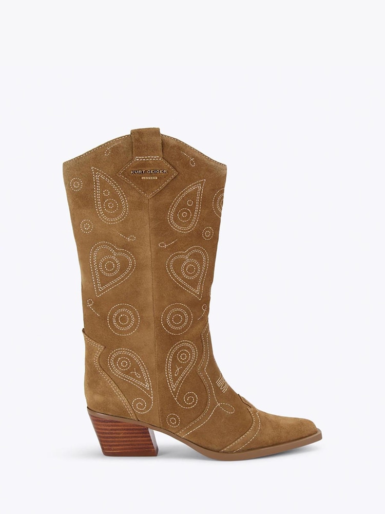 Kurt Geiger London Brown Paisley Cowboy Boots - Image 1 of 5