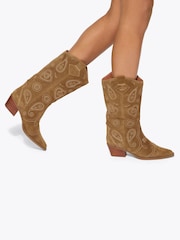 Kurt Geiger London Brown Paisley Cowboy Boots - Image 2 of 5