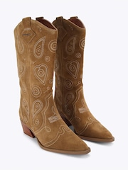 Kurt Geiger London Brown Paisley Cowboy Boots - Image 3 of 5