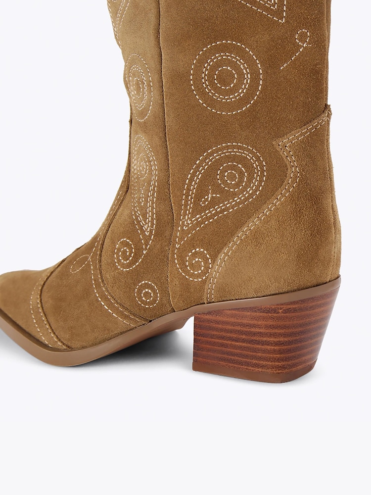 Kurt Geiger London Brown Paisley Cowboy Boots - Image 5 of 5