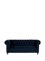 Barker and Stonehouse Navy Blue Duchamp Velvet Chesterfield 3.5 Seater Sofa - Image 2 of 6