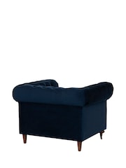 Barker and Stonehouse Navy Blue Duchamp Velvet Chesterfield Armchair - Image 4 of 6