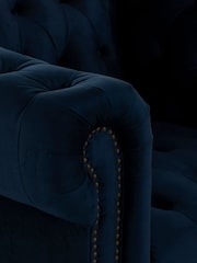Barker and Stonehouse Navy Blue Duchamp Velvet Chesterfield Armchair - Image 5 of 6