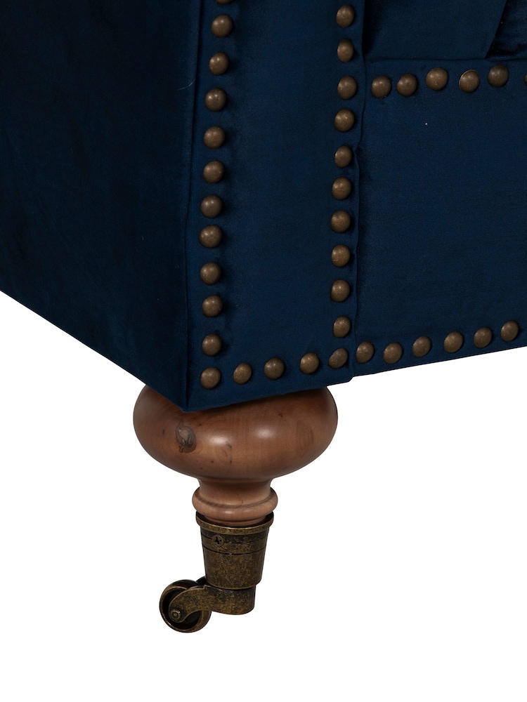 Barker and Stonehouse Navy Blue Duchamp Velvet Chesterfield Armchair - Image 6 of 6