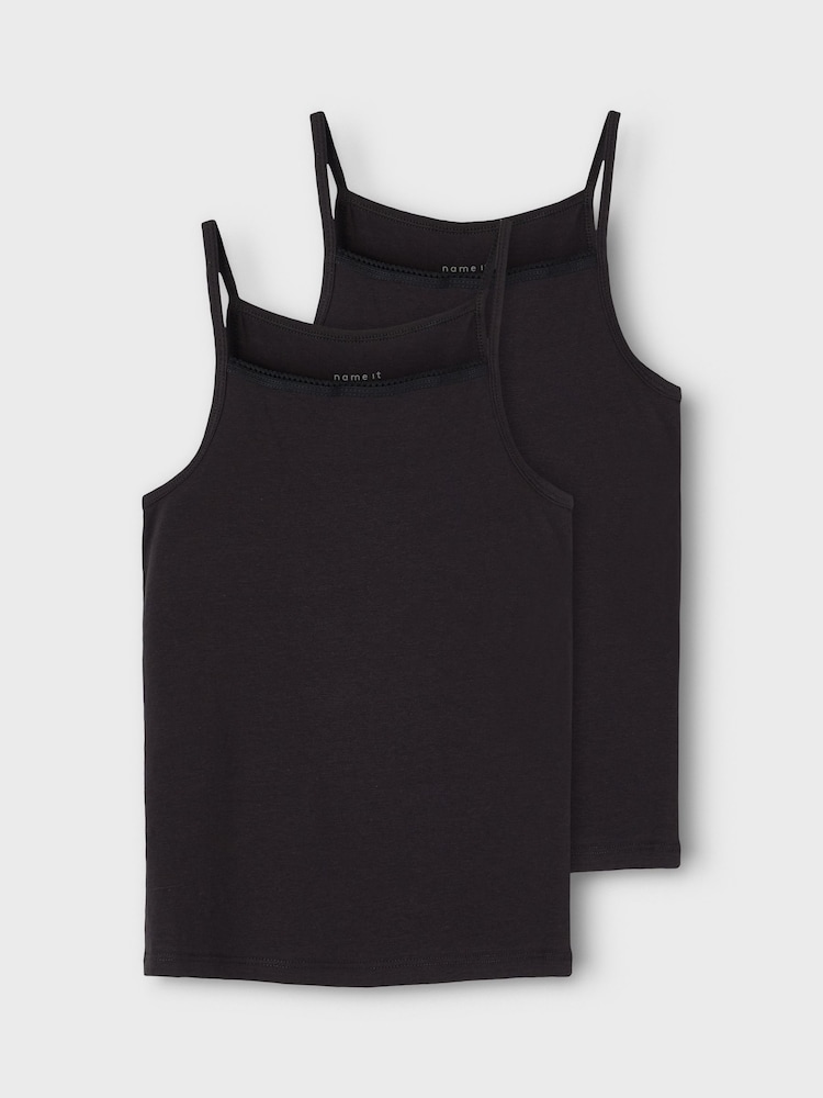 Name It Black Organic Cotton Vest 2 Pack - Image 1 of 5