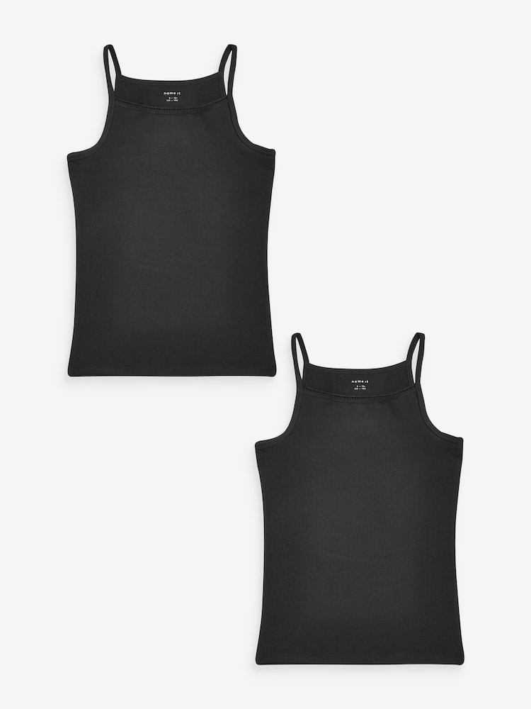 Name It Black Organic Cotton Vest 2 Pack - Image 2 of 5