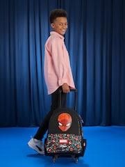 Smiggle Black Spider Man Suitcase Backpack Trolley Bag With Light Up Wheels - Image 1 of 5