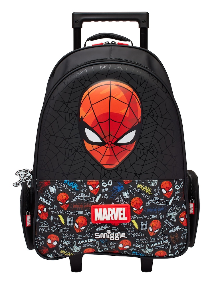 Smiggle Black Spider Man Suitcase Backpack Trolley Bag With Light Up Wheels - Image 2 of 5