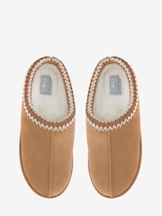 Mint Velvet Brown Tan Chunky Suede Slippers - Image 2 of 3