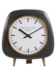 Libra Interiors Silver Medium Mid Century Table Clock - Image 2 of 5