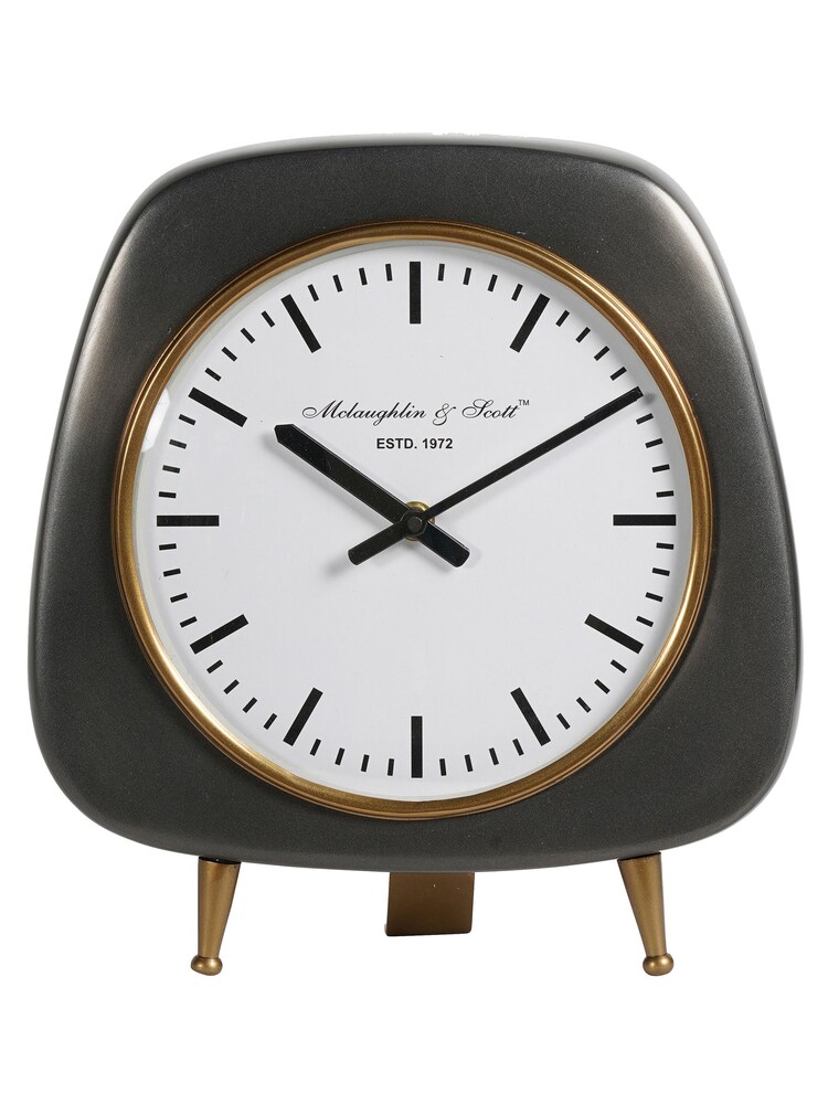 Libra Interiors Silver Medium Mid Century Table Clock - Image 2 of 5