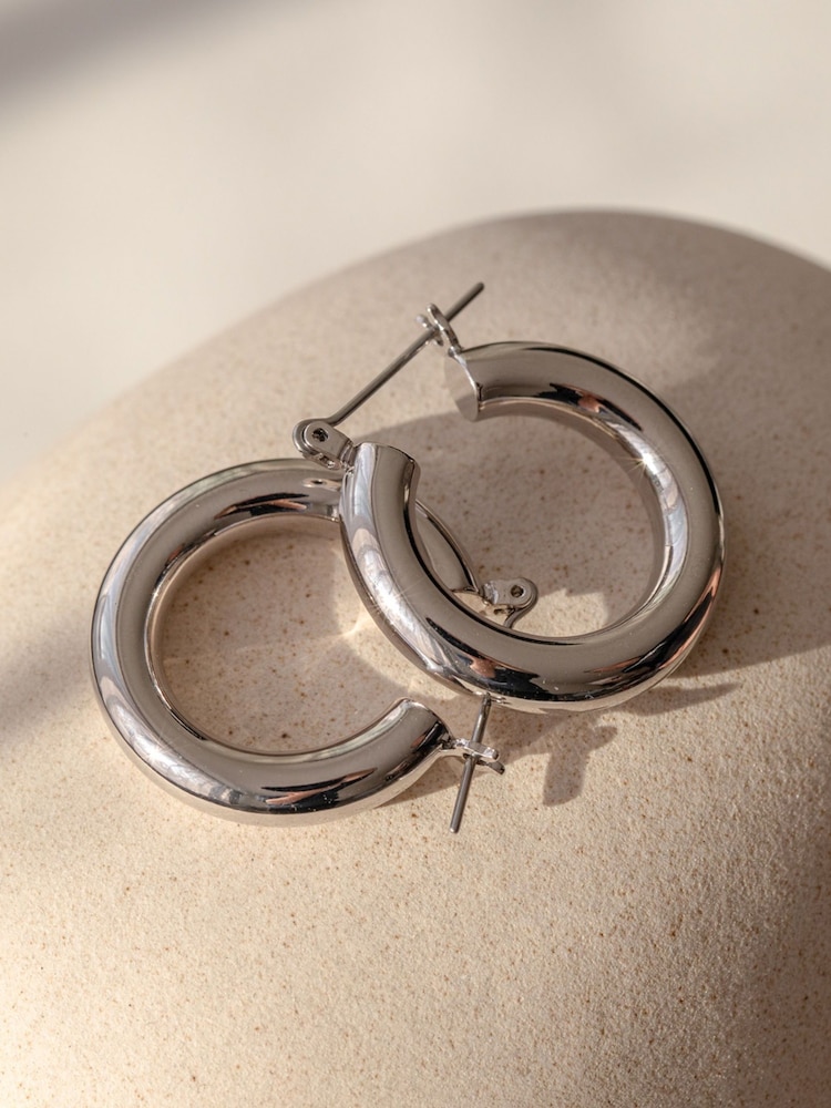 Luv Aj Silver Tone The Baby Amalfi Tube Hoops - Image 2 of 5